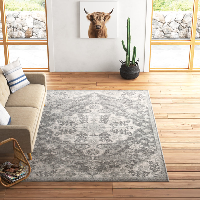 Mistana™ Hillsby Performance Light Gray/Charcoal Rug & Reviews Wayfair